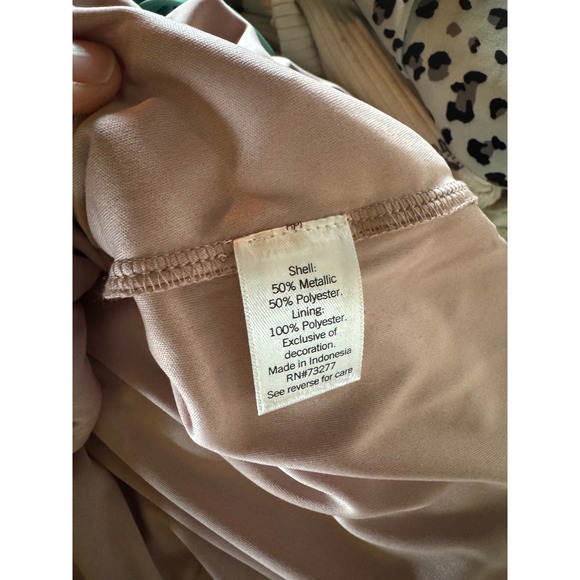 Nine West Metallic Pleated Mock Neck Sleeveless Shift Dress Rose Gold Size S - Picture 5 of 5